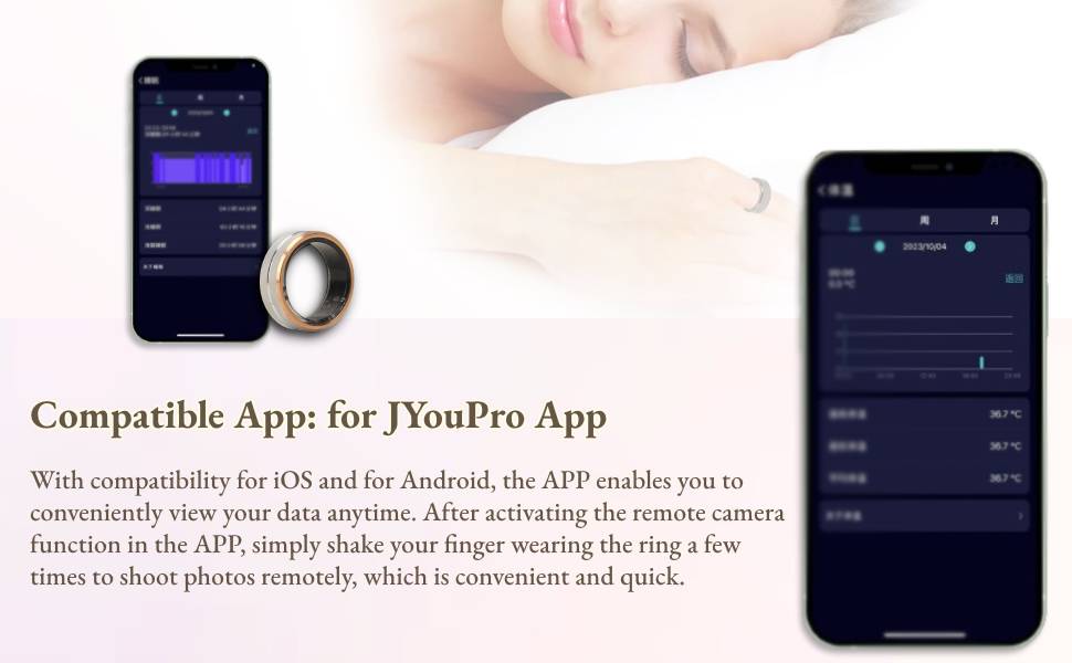 Yoidesu Smart Ring Health Fitness Heart Rate Smart Ring IP68 Water Resistant