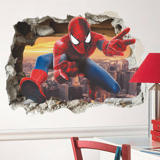 3D Effect Hero Through Decorative Wall Stickers
