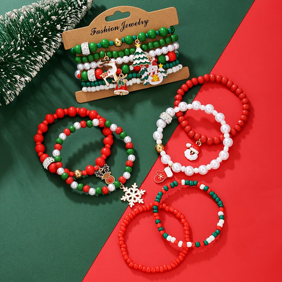 Christmas bracelet set with reindeer bells
